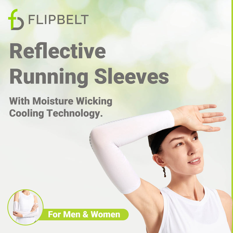 FlipBelt Arm Sleeves for Women and Men USA Company | UV Protection Elbow Brace for Women and Men | Cooling Arm Sleeves White Medium/Large