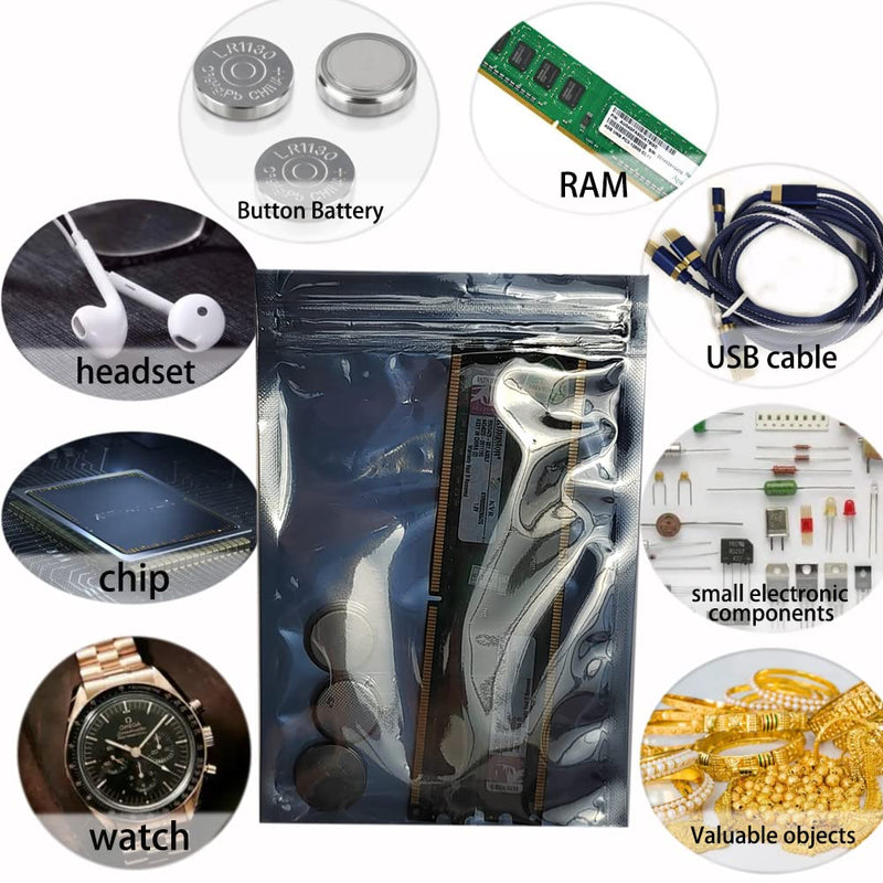 Mantianstar 100pcs Antistatic Bags 3.93x5.9in/10x15cm, Resealable ESD Bag, Suitable for CPU SSD Hard Disk and Various Electronic Devices 100pcs 3.93x5.9in/10x15cm