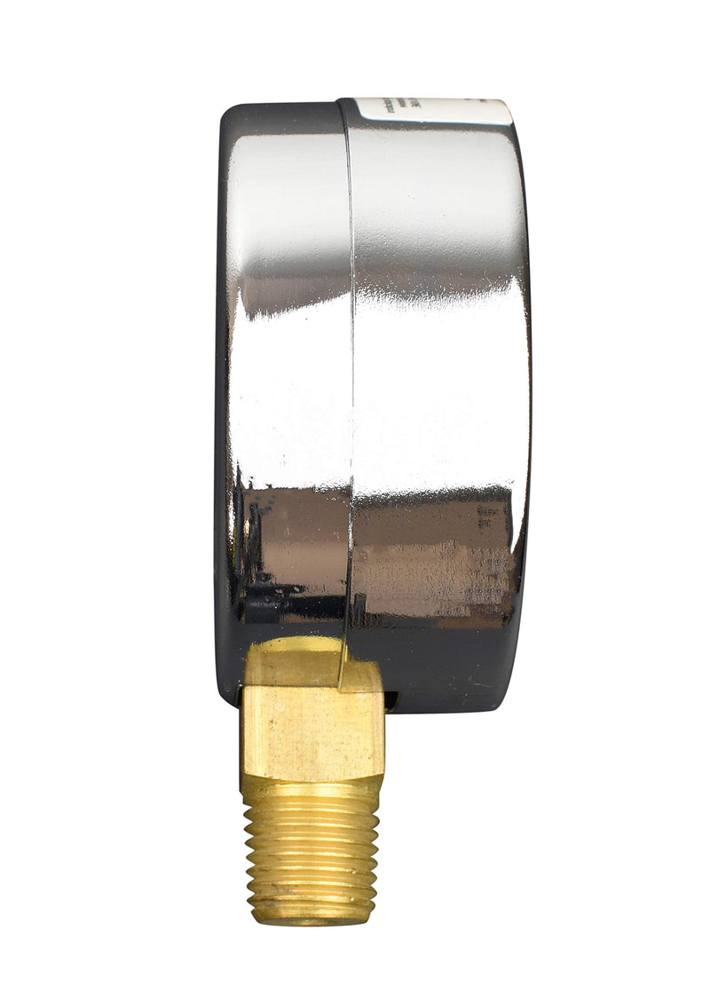 CARBO Instruments 2-1/2" Pressure Gauge, Chrome Plated Steel Case, Dry, 0-1500 psi/kPa, Lower Mount 1/4" NPT