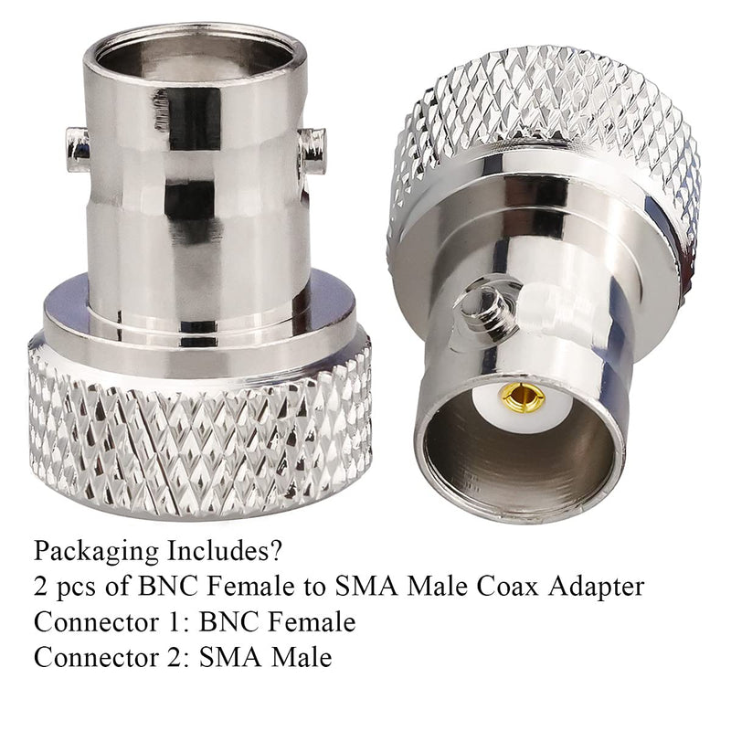 TUOLNK SMA Male to BNC Female RF Coax Connector for Two Way Radio Walkie Talkie RF Coaxial Adapter BNC to SMA Coax Adapter 2 Set