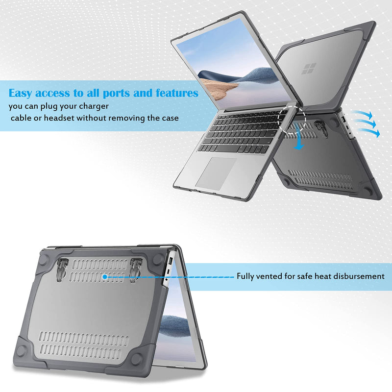 ProCase Hard Case for 15 inch Microsoft Surface Laptop 4/ Surface Laptop 3, Heavy Duty Hard Shell Protective Cover with Fold Kickstand for Surface Laptop 4/3 15 inch–Grey