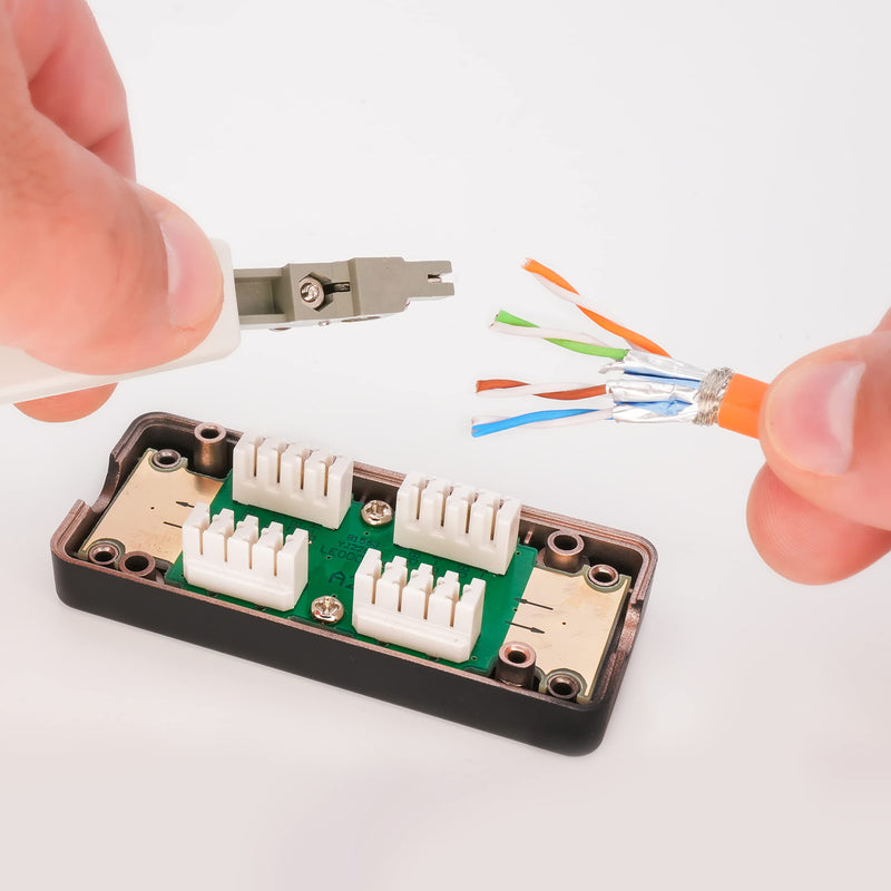 BIGtec CAT.7 LSA connector connection box for installation cable network cable connection module connector for cable CAT.5 CAT.6 CAT.7, shielded housing, connects extended installation cable