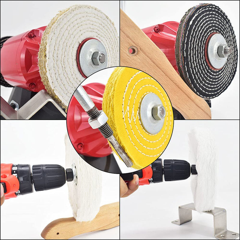 QZATACAEN 150mm Polishing Discs Five Packs for Bench Grinder with 12.7mm Mandrel Hole-5 Pieces...