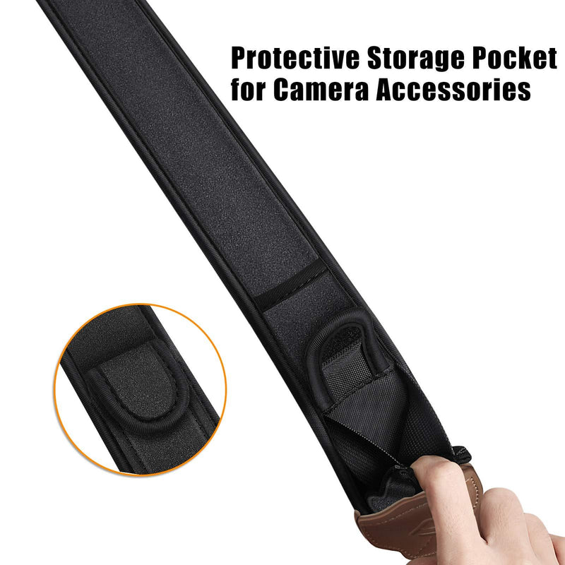 Fintie Shoulder Neck Camera Strap with Accessory Pockets for Canon, Nikon Camera Black