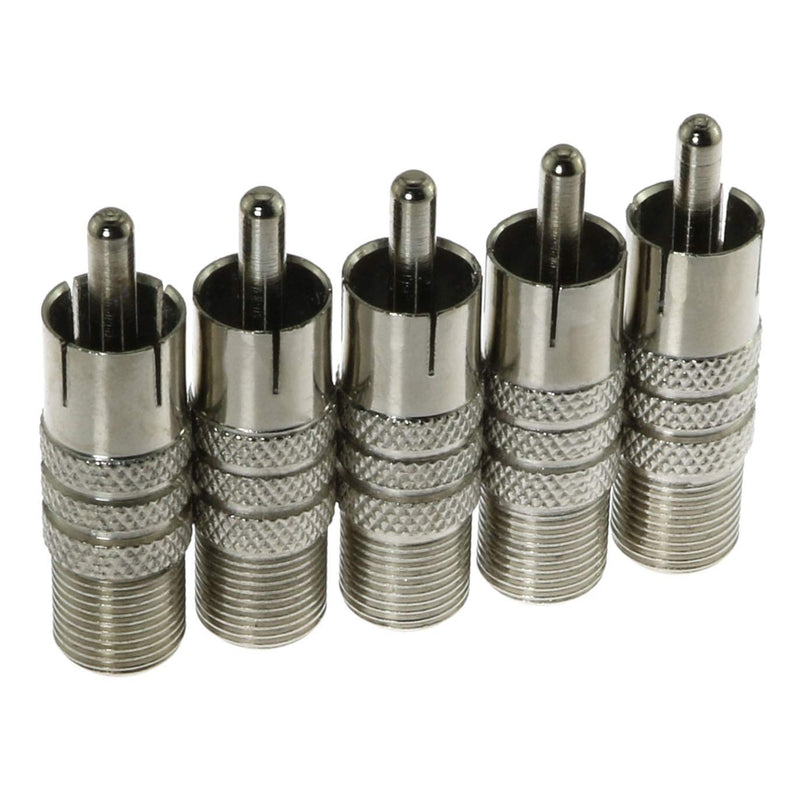 E-outstanding 5PCS RCA Male to F-Type Female Coax Coaxial Cable Adapter Connector Converter Silver