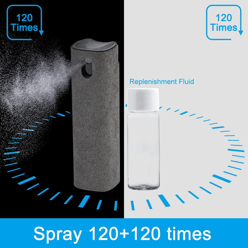 Screen Cleaner Touchscreen Mist Spray, walrfid Cleaning Kit for Electronic Smart Phone TV, Laptop, Tablet, PC, Computer Monitor LCD Flat Screens, Eyeglasses, Compatible with iPhone iPad MacBook Pro Grey