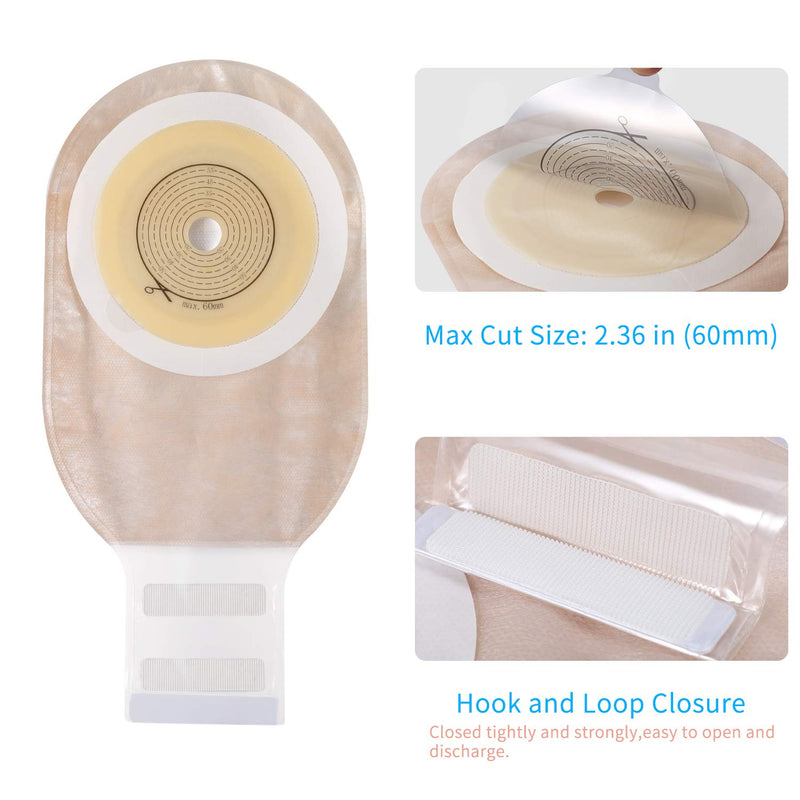 KONWEDA 20 PCS Colostomy Bags, Ostomy Supplies,One Piece Drainable Ostomy Pouch for Ileostomy Stoma Care, Cut-to-Fit