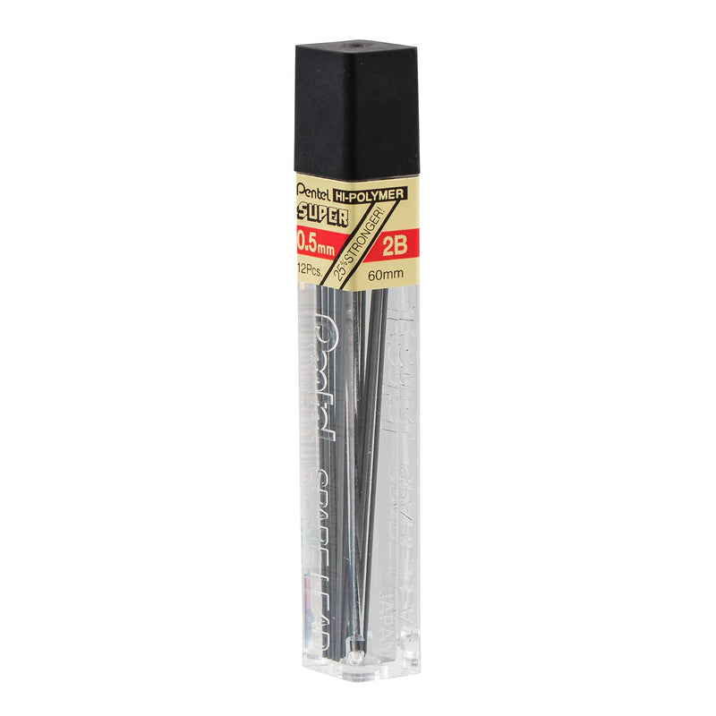 Pentel Super Hi-Polymer Lead Refill 0.5mm Fine, 2B, 36 Pieces of Lead (C505BP32B-K6) Unit