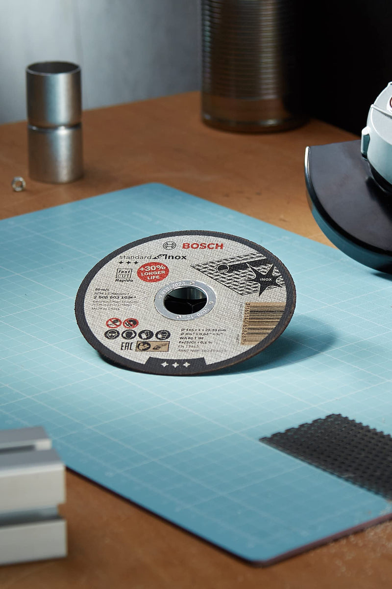 Bosch Professional cutting disc straight standard for Inox - Rapido WA 60 T BF, 115 mm, pack of 10, 2608603254