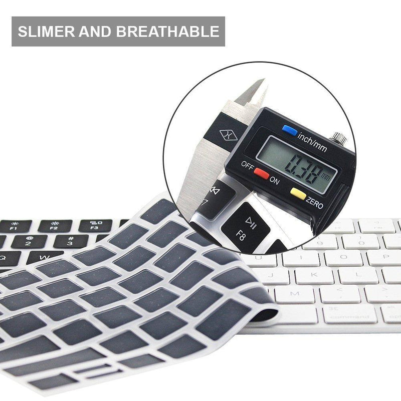 JIFF 2 in 1 Bundle - Silicone Soft Skin Protector Covers for Apple Magic Keyboard (MLA22LL/A) with US Layout and MAC Apple Magic Mouse (Black) Black