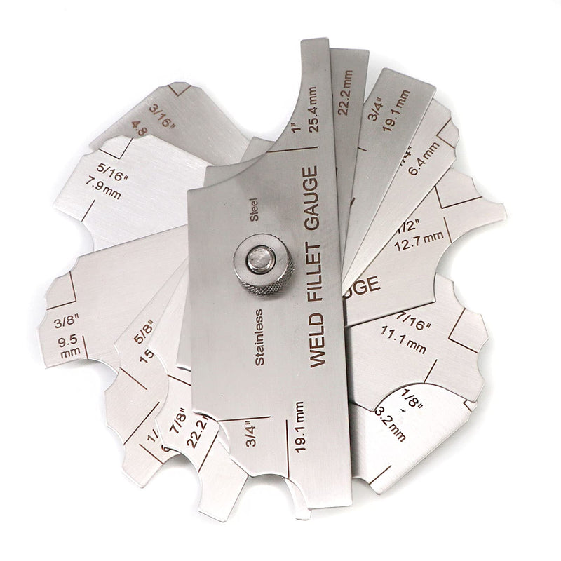 Tektall Stainless steel fillet weld set gage Rl Gauge welding inspection test Unlar metric & inch Accurate 7-pieces