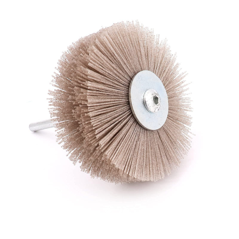 Yuhtech Disc Brush Nylon, 5 Pieces 5 Size Abrasive Nylon Wheel Brush 80Grit 120Grit 180Grit 240Grit 320Grit Nylon Disc Brush with 6mm Shaft Woodworking Polishing Grindering Wheel