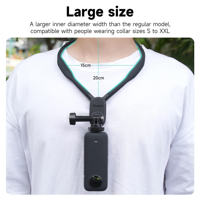 TELESIN SE Neck Mount Necklace Holder, Hand Free POV Selfie Video Vlog Lanyard Body Strap Attachment for GoPro Max Go Pro 11 Mini Hero 11 10 9 8 7 6 5 Insta 360 X2 X3 DJI Action 2 3 Accessories Single SE Neck Mount