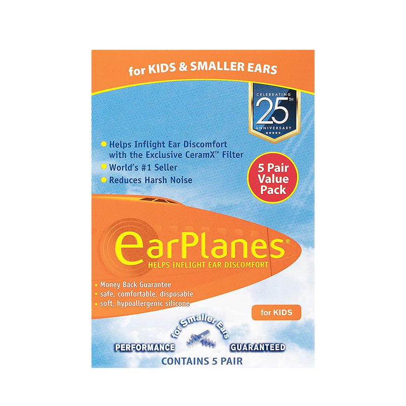 EarPlanes Ear Plugs Kid's Small Size 1 Pair (Pack of 5) 1 Pair (Pack of 5)
