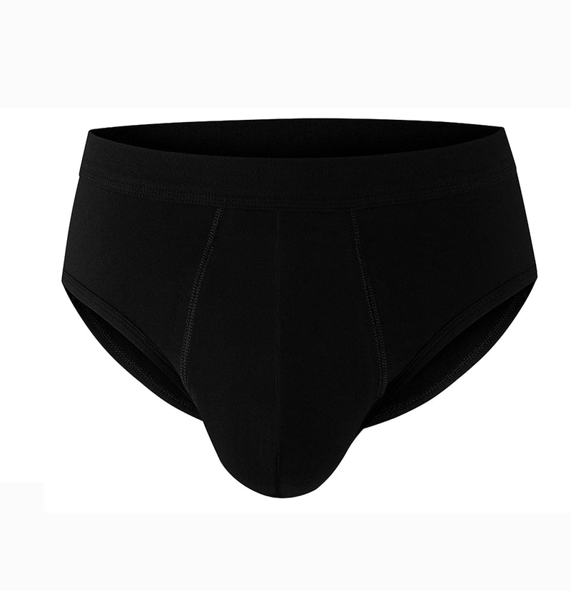 AIRCUTE Washable Urinary Incontinence Cotton Underwear for Men, Instant Absorbency, Bladder Leakage Protection Regular Men Brief, Black (Medium) Medium