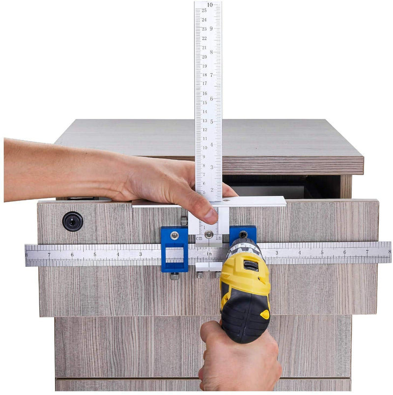 Tourace Cabinet Hardware Jig for Handles and Knobs Aluminum Alloy Drill Guide Sleeve Drawer Pull Wood Drilling Dowelling Tools Set Drawer Knob Pull Drilling Templates Jig Tool