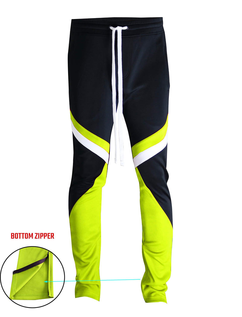 Screenshotbrand Mens Hip Hop Premium Slim Fit Track Pants - Athletic Jogger Bottom with Side Taping Small P11030-black/Neon