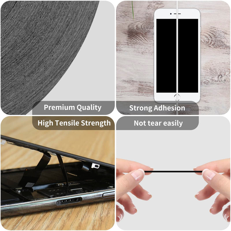 XUMAKI 2mm / 3mm x 50M LCD Repair Tape Phone Screen Adhesive Tape LCD Touch Screen Repair Tape with 1 Tweezers for Cell Phone, iPad, Tablets, Laptops, LCD Screen 2mm+3mm