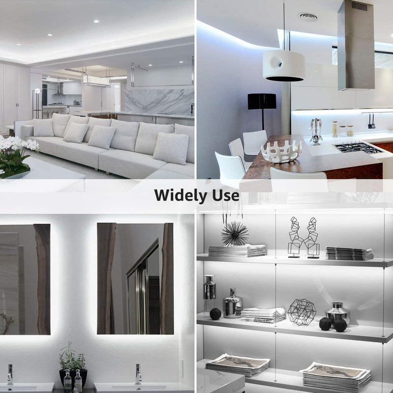 LE 12V LED Strip Light, Flexible, SMD 2835, 16.4ft Tape Light for Home, Kitchen, Party, Christmas and More, Non-Waterproof, Daylight White(Not Include Power Adapter) 16.4 ft