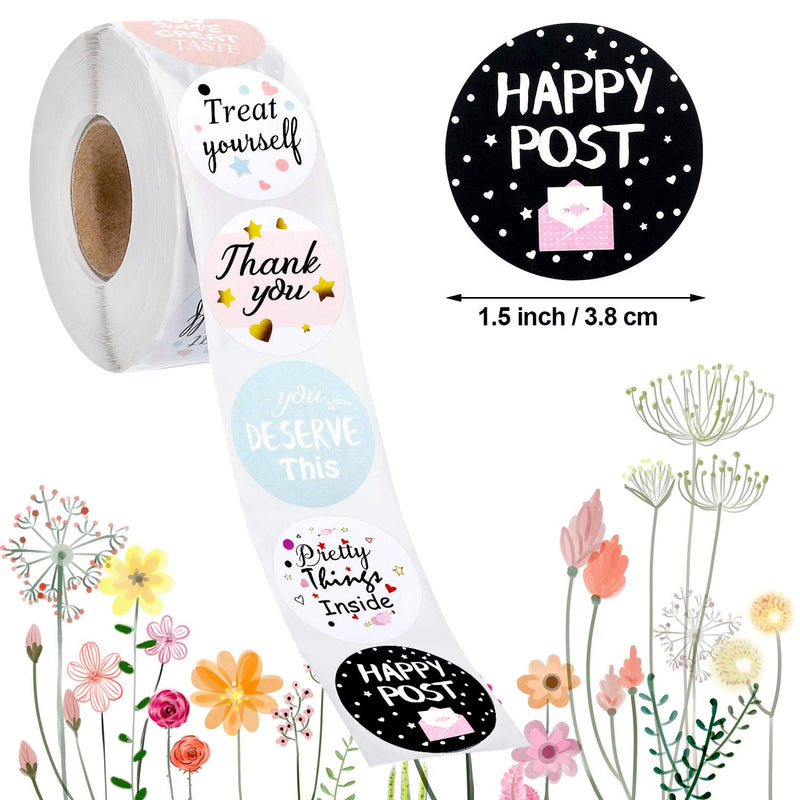 1000 Pieces Mail Stickers Thank You for Your Order Stickers Business Handmade Post Package Labels Round Circle Label Stickers for Envelope Bag Seals Party Supplies