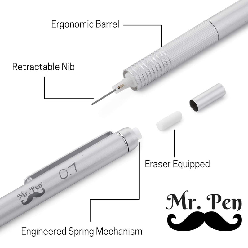 Mr. Pen- Mechanical Pencils 0.7, Metal Mechanical Pencils, Drawing Mechanical Pencils, Mechanical Pencils for Artists, Sketching Mechanical Pencils, Lead Pencil, Mechanical Drawing Pencils