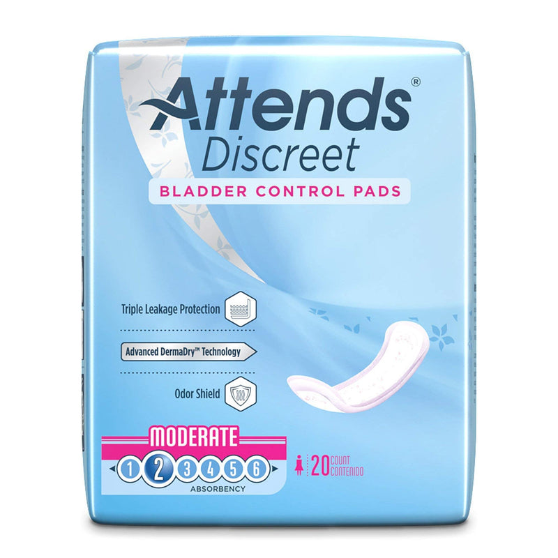 Attends Discreet Bladder Control Pads, Moderate Absorbency Liner Pads, ADPMOD - Pack of 20