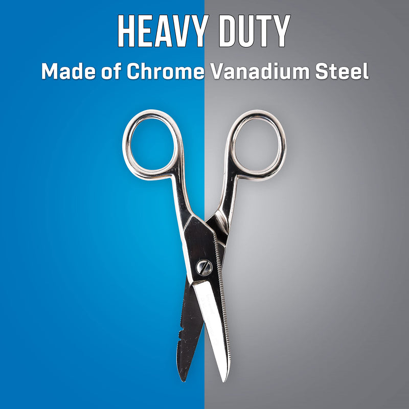 Jonard Tools ES-1964 Stainless Steel Electrician Scissors, for Heavy Duty Use Electrician's Scissors