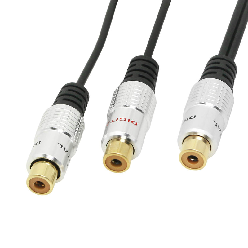 SinLoon RCA Video Audio Y-Splitter Cable,Premium Aluminium Alloy Single 1-RCA Female to Dual 2 RCA Female Digital Coaxial Splitter Gold PlatedÂ Adapter Audio Cable(RCA/F-2F)