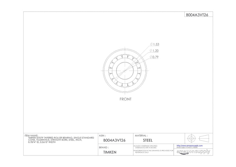 TIMKEN Tapered Bearing Cone, 0.060" Max Shaft Fillet Radius