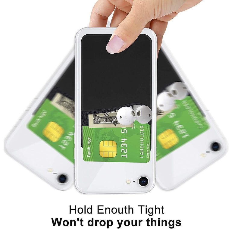 Phone Card Holder, Senose Phone Wallet Stick On Double Pocket for Back of Phone Silicone Credit Card, Business Card & Id Compatible with iPhone Samsung Galaxy Any Smartphone Pack of 6 Black*2+White*2+Gray*2