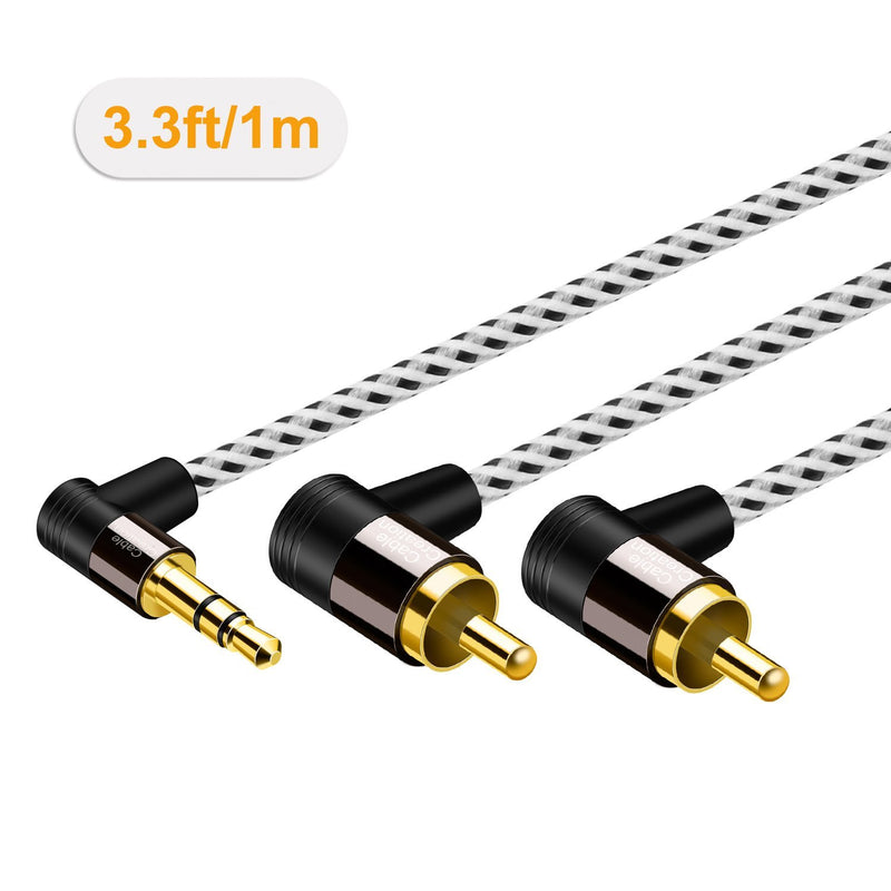 3.5mm to RCA Cable 3FT, CableCreation Angle RCA to 3.5mm Cable, 2RCA Male to 3.5mm Male Stereo Y Splitter Adapter Compatible with Phones, Laptop, HDTV, Speaker, Home Theater, Bluetooth Receiver 3.3 Feet