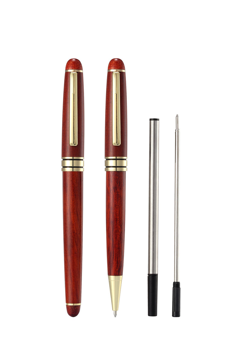 SHALORY Rosewood Gift Pen Set - 2pcs Classy Wooden Pen for Signature Executive Business Graduation - Gift Boxed with 2 Extra Refills