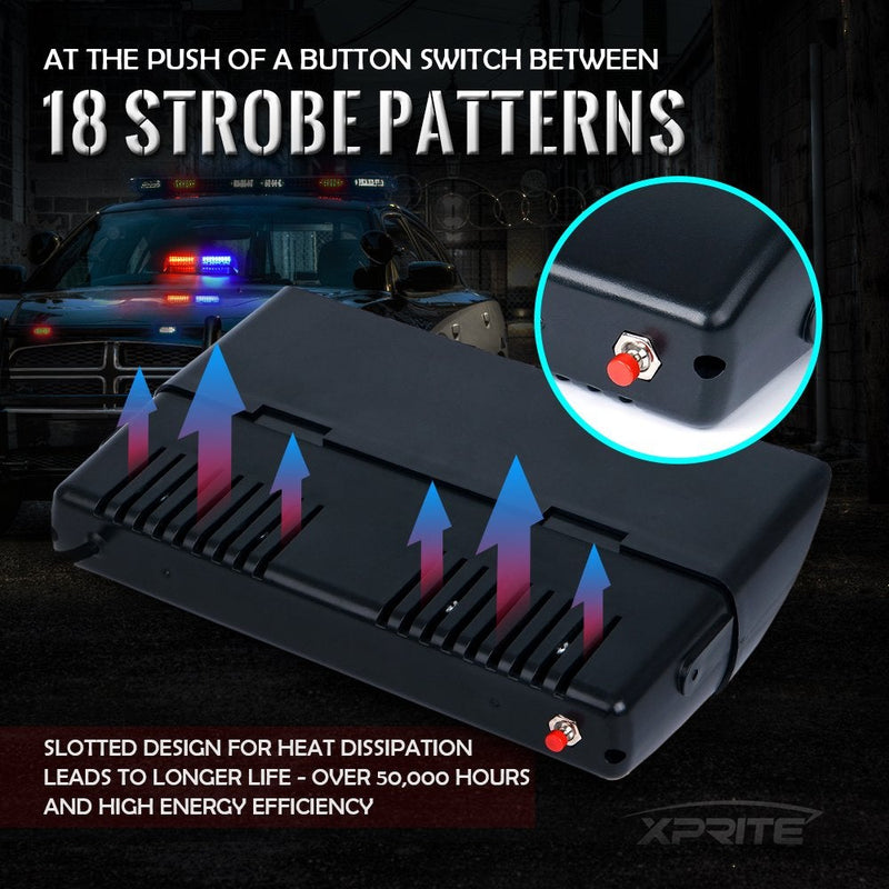 Xprite Red LED Emergency Hazard Warning Strobe Lights, Interior Roof Windshield Visor Dash Deck Flashing Light, w/Suction Cups for Police Volunteer Firefighter Vehicles Trucks #4 Red