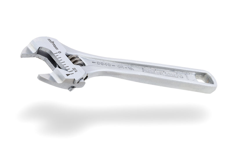 CHANNELLOCK 804S 4-inch Extra Slim Jaw Adjustable Wrench | .51-inch Wide Mouth Jaw Capacity | Precise Jaw Design Grips in Tight Spaces | Measurement Scales for Easy Sizing Diameters