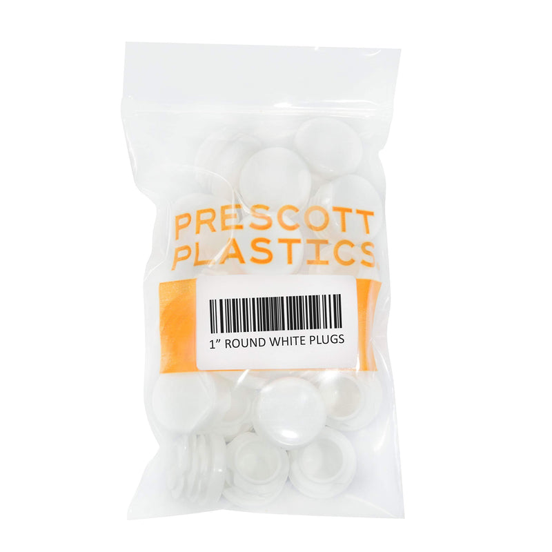 Prescott Plastics 1" Inch Round Plastic Plug Insert (10 Pack), white End Cap for Metal Tubing, Fence, Glide Insert for Pipe Post, Chairs and Furnitures 1.0" OD (1.0")
