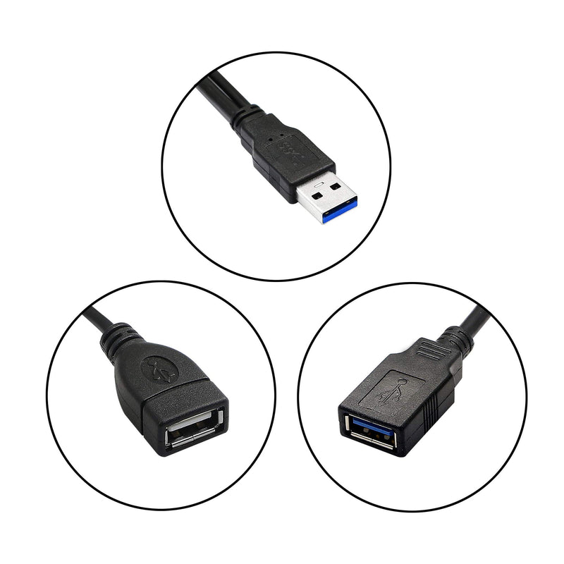 GINTOOYUN USB 3.0 Splitter Cable,USB Type A 3.0 Male to 3.0 Female and 2.0 Female Y Extension Splitter Cable for PC,Laptop,Length 30cm