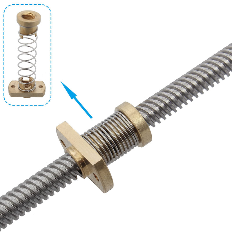 2 Pack Anti Backlash Spring Loaded Nut Elimination Gap Brass Nuts Z Axis Acme Threaded Rod Upgrade Kit for Ender 3s 3 Pro V2 CR10 Tornado 3D Printer