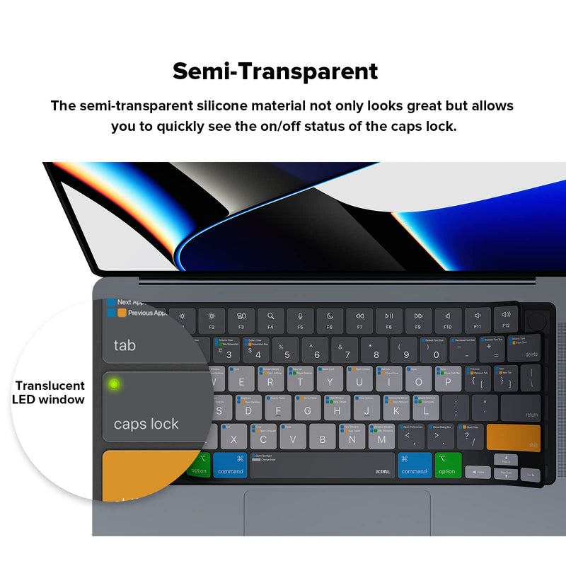 JCPAL MacOS Shortcut Guide Keyboard Cover Protector Skin Compatible with 14'' MacBook Pro 2021, 16'' MacBook Pro 2021, 13'' MacBook Air 2022 (US-Layout)