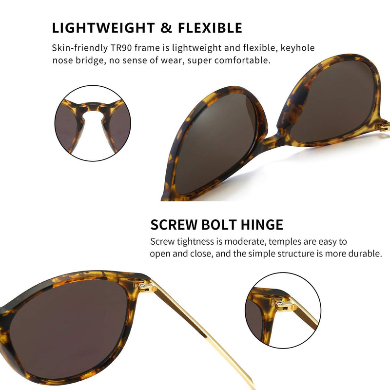 SUNGAIT Vintage Round Sunglasses for Women Men Classic Retro Designer Style Amber Frame(matte Finish)/Green Lens