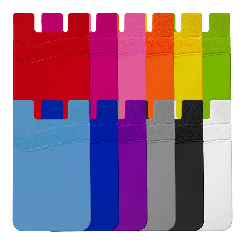 Silicone Phone Card Holder Double Slot Pocket, Stick On Wallet, Adhesive Credit Card Pouch, Compatible with iPhone & Samsung Galaxy - Black