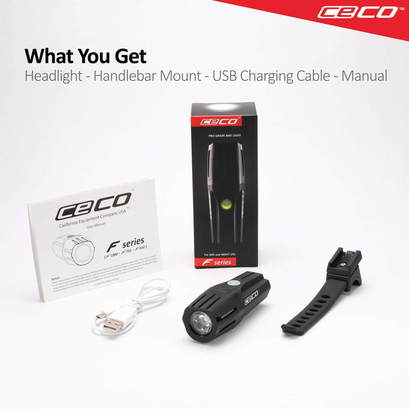 CECO-USA: 750 Lumen USB Rechargeable Bike Light – Tough & Durable IP67 Waterproof & FL-1 Impact Resistant – Super Bright Model F750 Bicycle Headlight – for Commuters, Road Cyclists, Mountain Bikers