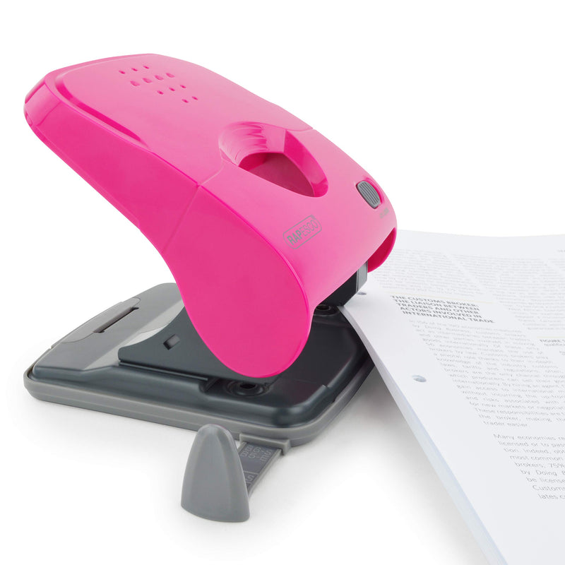 Rapesco 1527 X5-40ps Less Effort 2 Hole Punch - 40 Sheet Capacity - Hot Pink Single