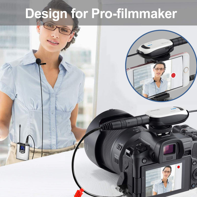 Wireless Headset Lavalier Microphone System -Alvoxcon Wireless Lapel Mic Best for IPhone, DSLR Camera, PA Speaker, Youtube, Podcast, Video Recording, Conference, Vlogging, Church, Interview, Teaching Single Mic Silver
