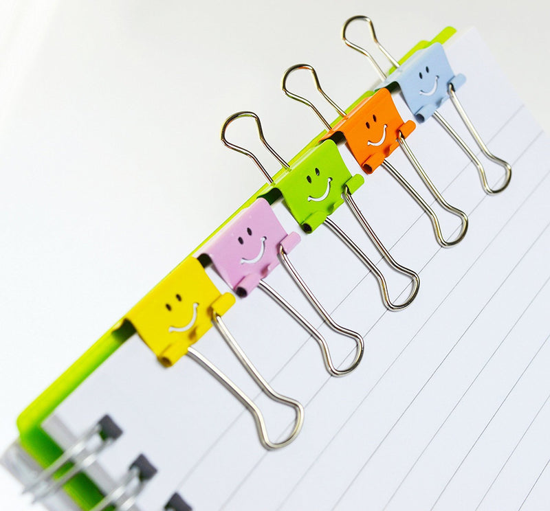 Rapesco 1428 19mm Smile Emoji Foldback/ Binder Clips, Pack of 80