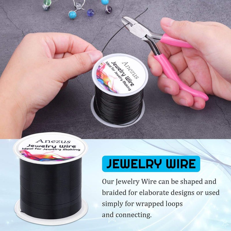 20 Gauge Jewelry Wire, Anezus Craft Wire Tarnish Resistant Copper Beading Wire for Jewelry Making Supplies and Crafting (Black) Black