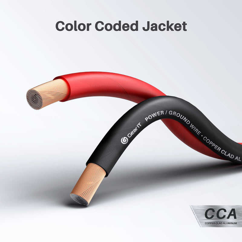 GearIT Primary Automotive Wire 14 Gauge (200ft Each - Black/Red) Copper Clad Aluminum CCA - Power/Ground for Battery Cable, Car Audio, Wire, Trailer Harness, Electrical Wire - 400 Feet Total 14ga Wire 14 Gauge (200ft Each - Black/Red)