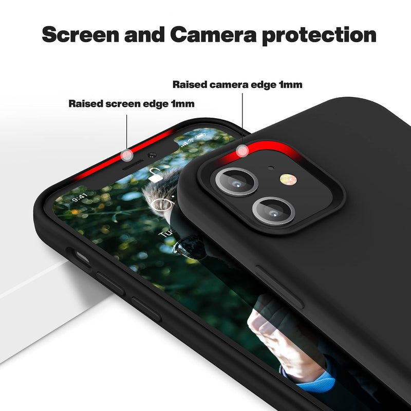 OTOFLY Compatible with iPhone 12 Case and iPhone 12 Pro Case 6.1 inch(2020),[Silky and Soft Touch Series] Premium Soft Liquid Silicone Rubber Full-Body Protective Bumper Case (Black) Black