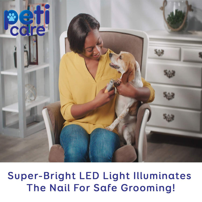 Allstar Innovations PetiCare LED Light Pet Nail Clipper- Great for Trimming Cats & Dogs Nails & Claws, 5X Magnification That Doubles as a Nail Trapper, Quick-Clip, Steal Blades