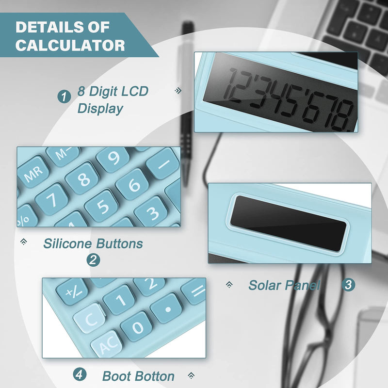 3 Pieces Mini Calculator Pocket Size Calculator Electric Digital Desktop Calculator with 8-Digit LCD Display