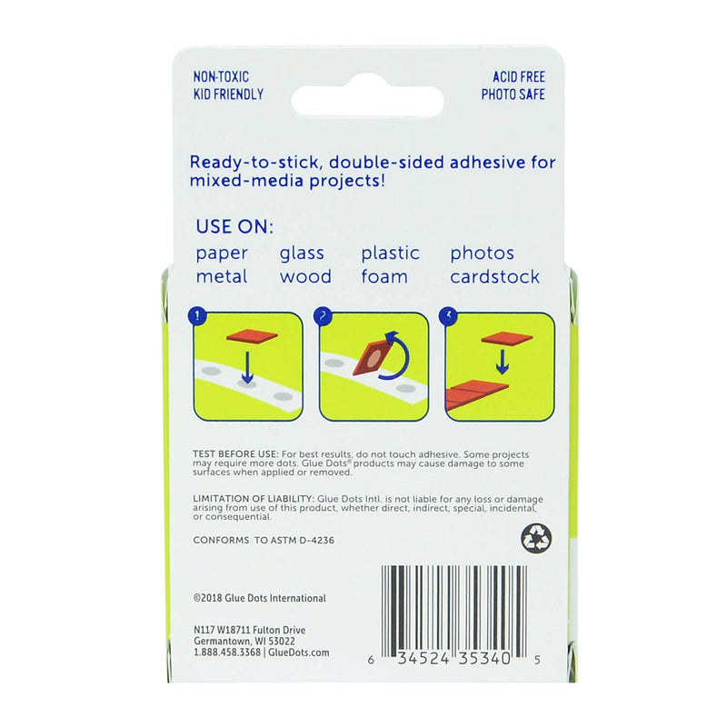 Glue Dots Double-Sided Permanent All Purpose Dots, 1/2'', Clear, Roll of 300 (35340E) All Purpose Roll